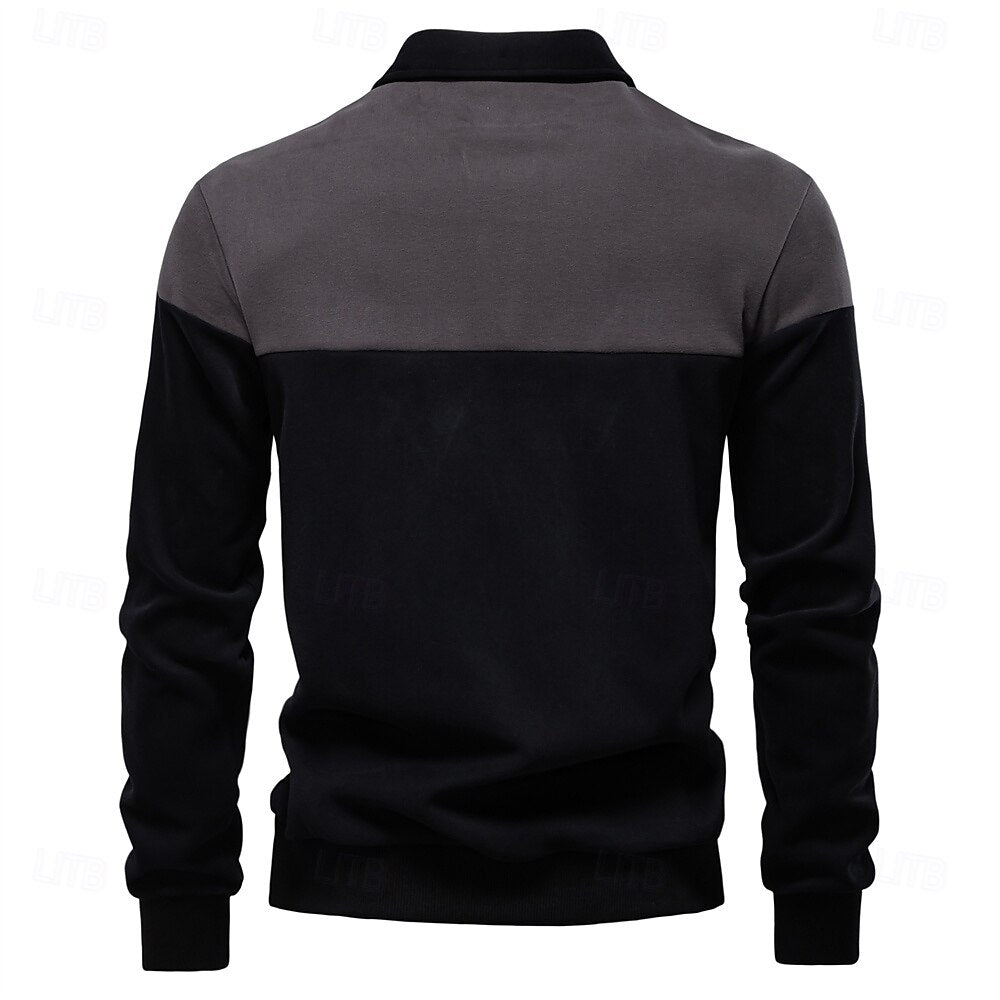 Patrick Men’s Polo Sweater – Cotton Knit Pullover with Colourblock Design