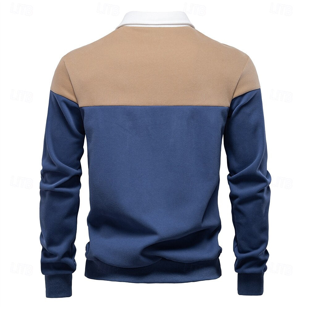 Patrick Men’s Polo Sweater – Cotton Knit Pullover with Colourblock Design