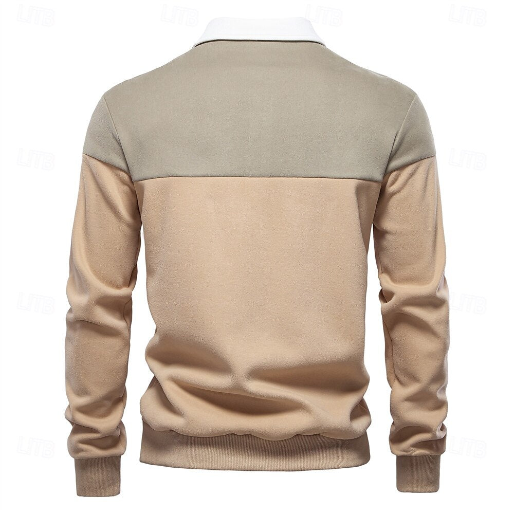 Patrick Men’s Polo Sweater – Cotton Knit Pullover with Colourblock Design