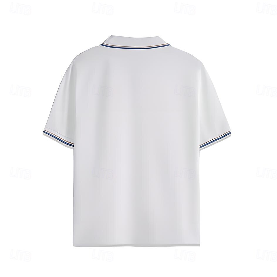 Soren Men’s V-Neck Polo Shirt – Colour-Block Design with Stripe Trim