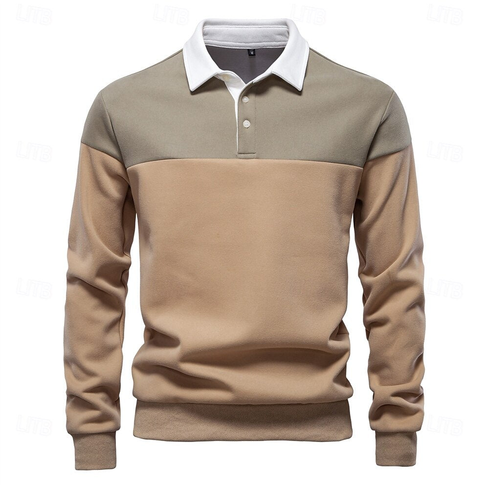 Patrick Men’s Polo Sweater – Cotton Knit Pullover with Colourblock Design