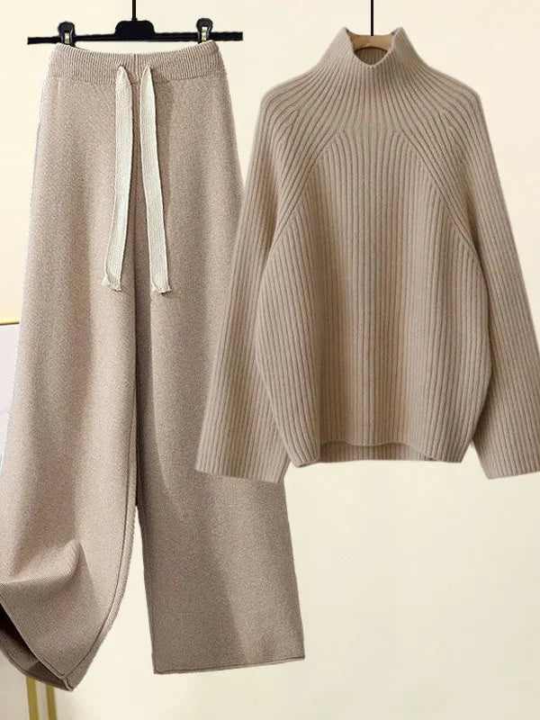 Ellery Ribbed Cotton Lounge Set – Soft Breathable Relaxed Fit with Drawstring Waist