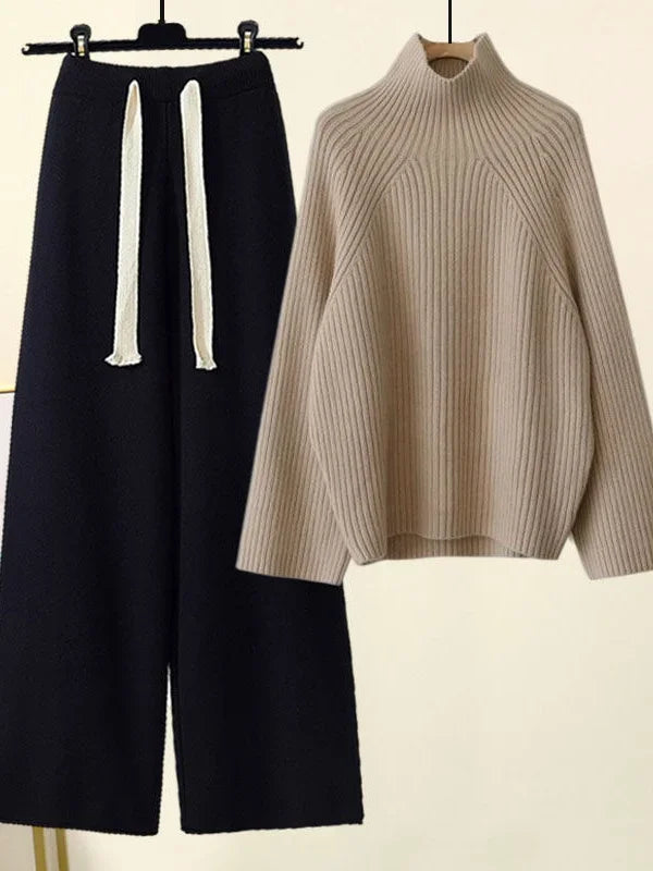 Ellery Ribbed Cotton Lounge Set – Soft Breathable Relaxed Fit with Drawstring Waist