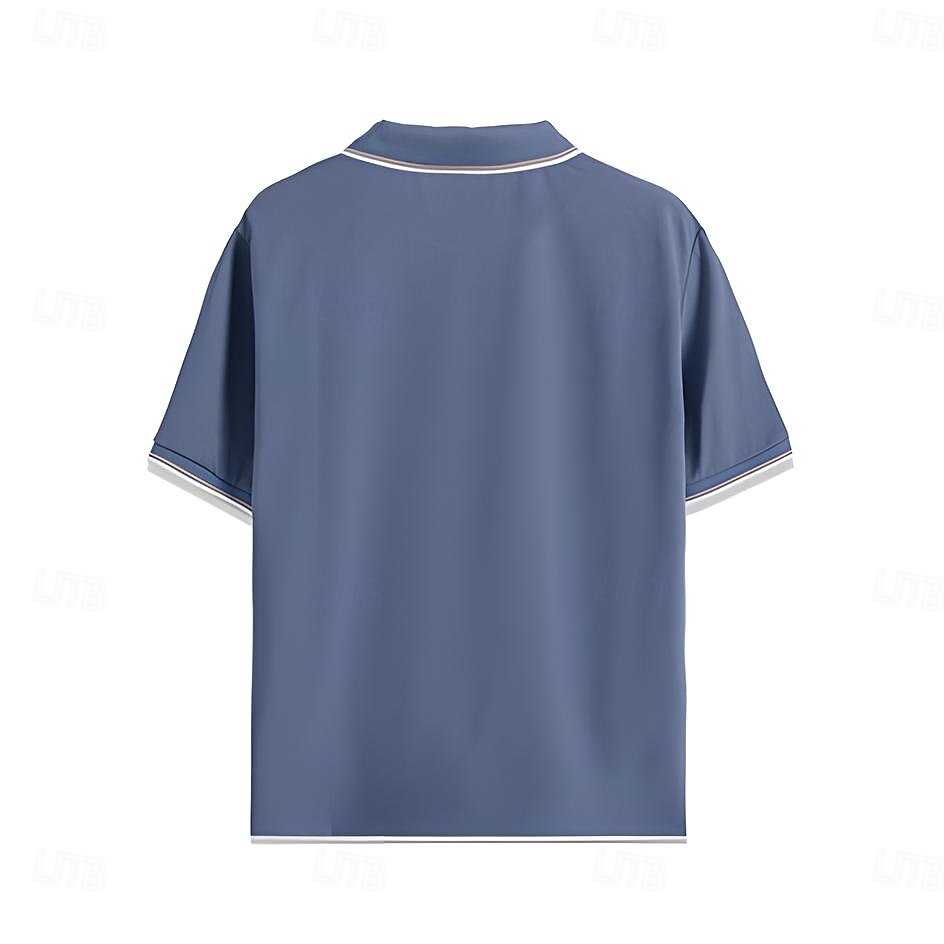 Soren Men’s V-Neck Polo Shirt – Colour-Block Design with Stripe Trim