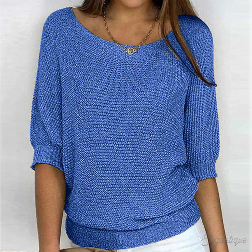 Alessia Women’s Knit Sweater – Lightweight Textured Pullover with Relaxed Fit
