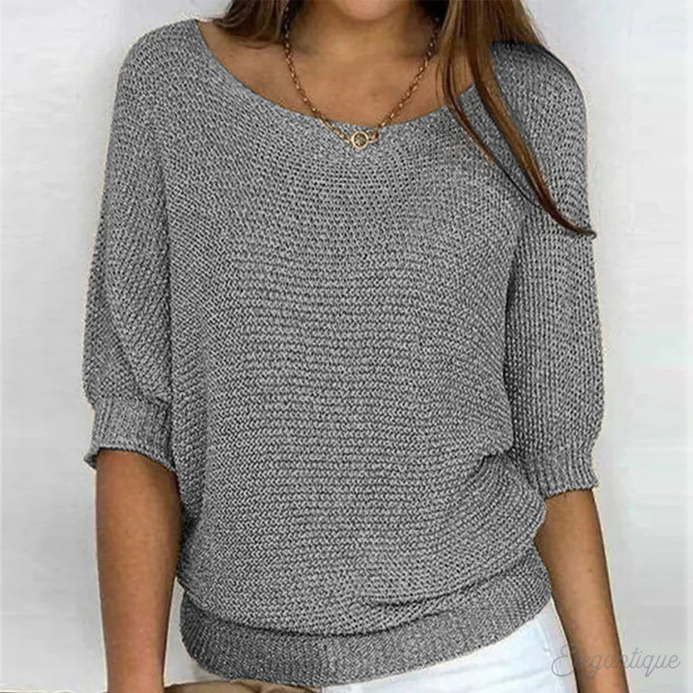 Alessia Women’s Knit Sweater – Lightweight Textured Pullover with Relaxed Fit