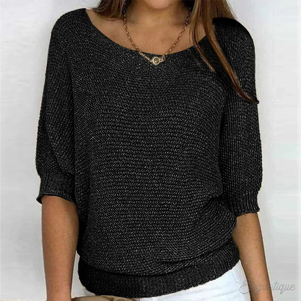 Alessia Women’s Knit Sweater – Lightweight Textured Pullover with Relaxed Fit