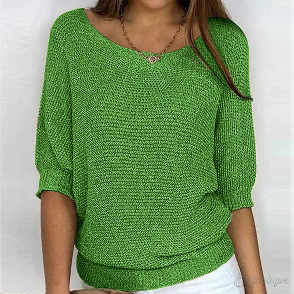 Alessia Women’s Knit Sweater – Lightweight Textured Pullover with Relaxed Fit