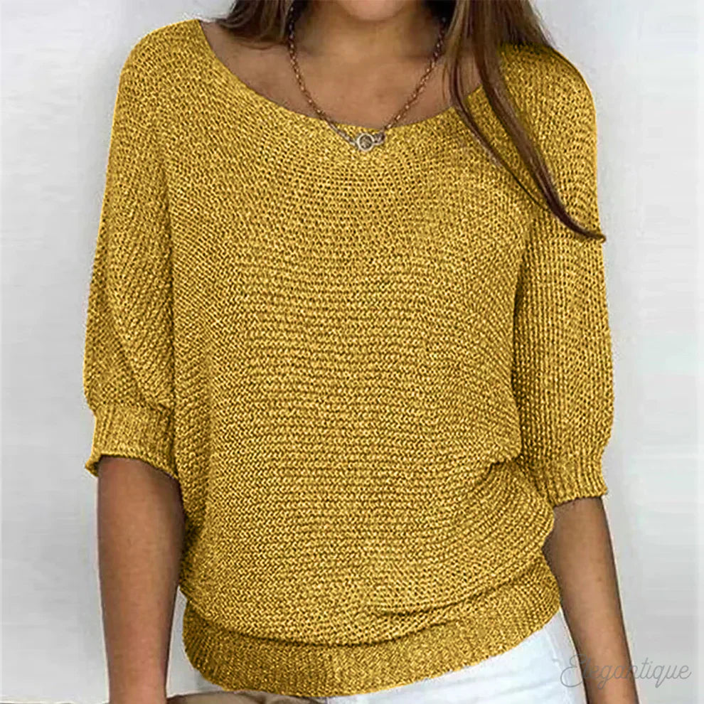 Alessia Women’s Knit Sweater – Lightweight Textured Pullover with Relaxed Fit