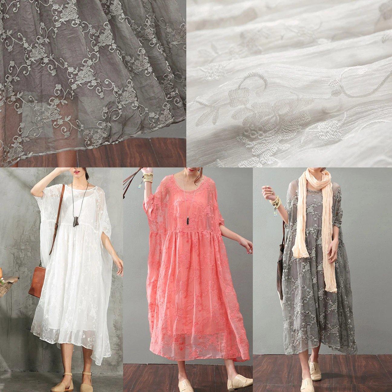 Soraya Midi Dress – Silk Cotton Blend with Lace Detail and Flowy Relaxed Fit