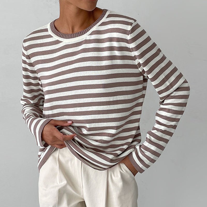 Amelia Women’s Striped Long Sleeve Shirt – Cotton Blend with Classic Fit