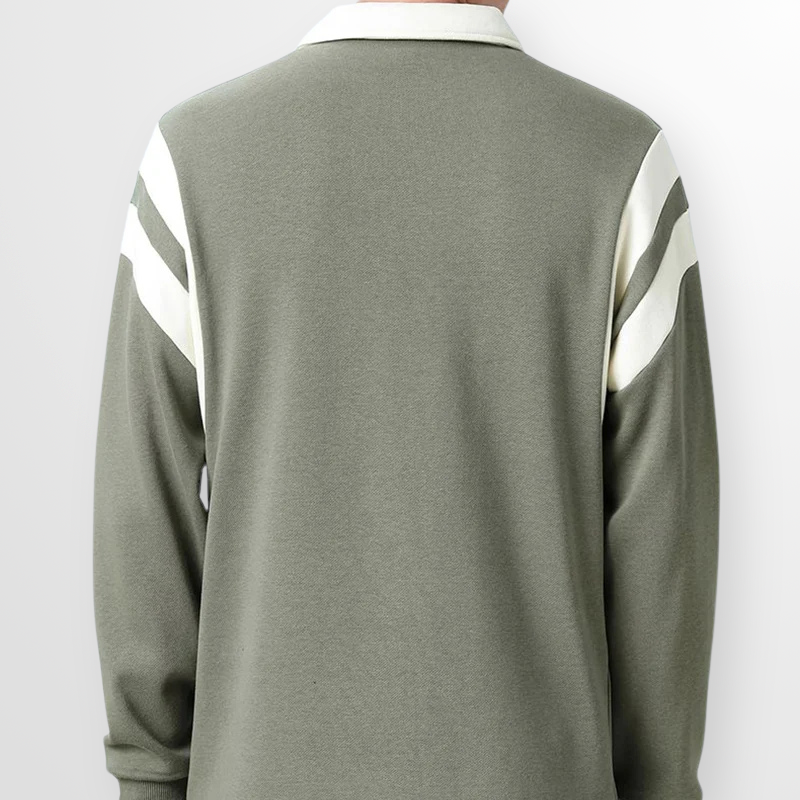 Winston Men’s Quarter Zip Sweater – Cotton Polo Knit with Contrast Collar