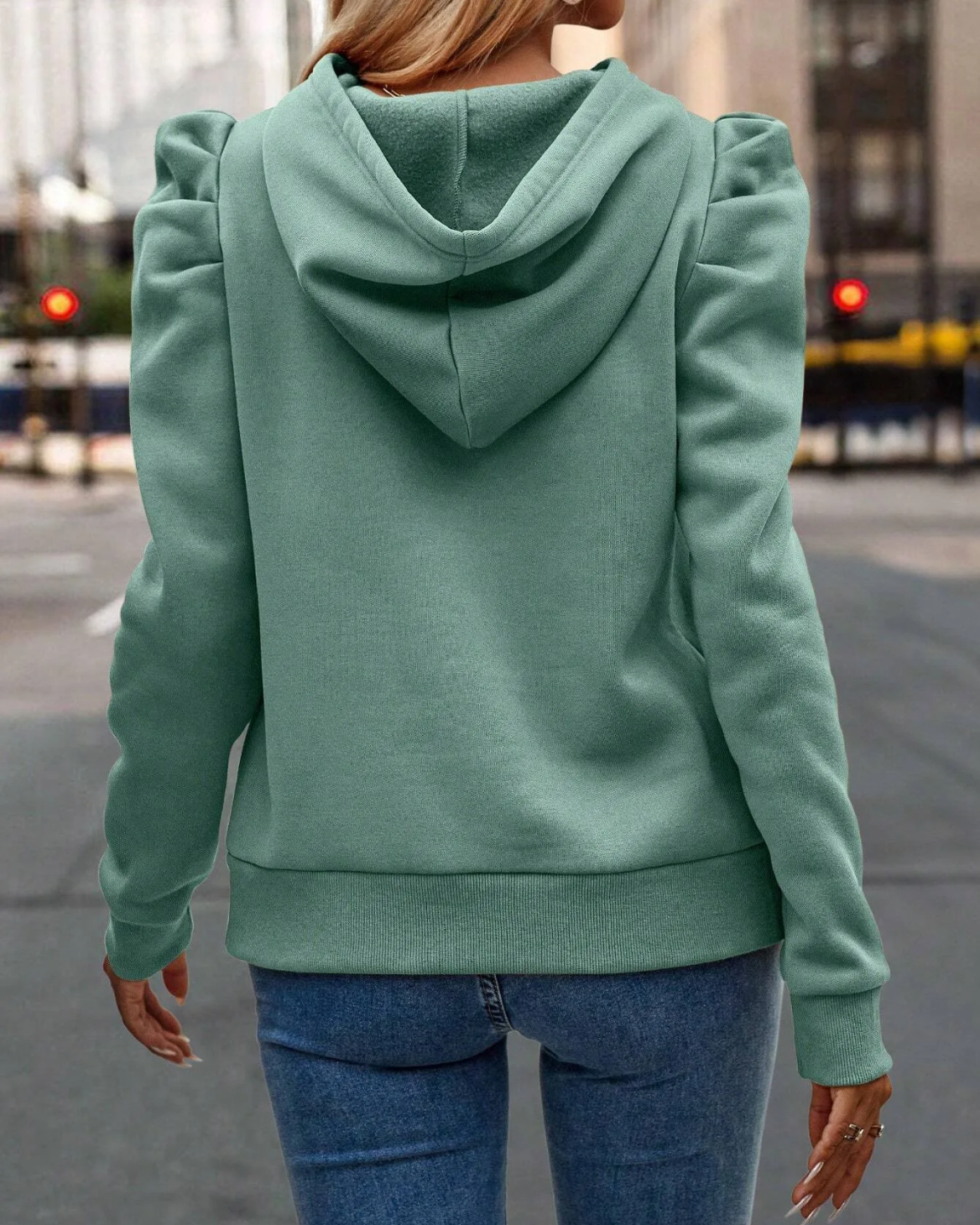 Maya Women’s Hooded Jacket – Ultra-Soft Ruched Shoulder & Adjustable Drawstring