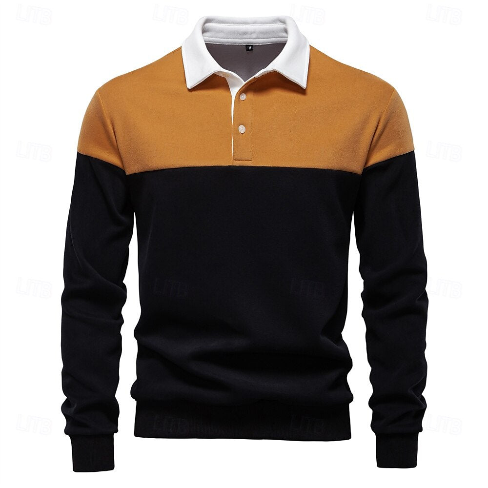 Patrick Men’s Polo Sweater – Cotton Knit Pullover with Colourblock Design
