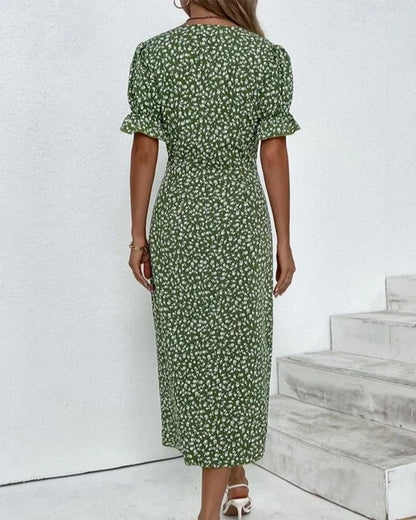 Maya Midi Dress – Vintage-Inspired V-Neck with Wrap Silhouette