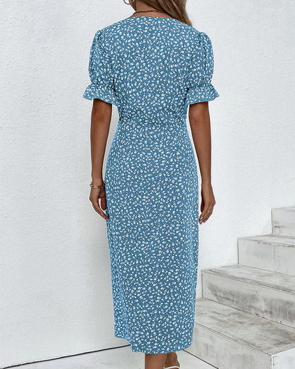 Maya Midi Dress – Vintage-Inspired V-Neck with Wrap Silhouette