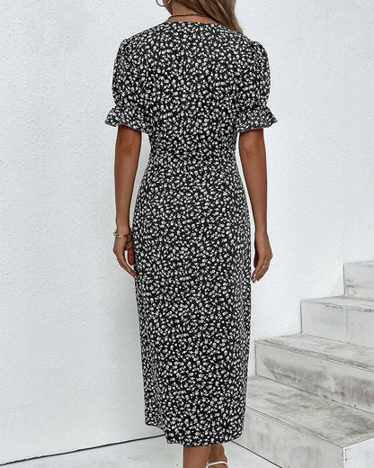 Maya Midi Dress – Vintage-Inspired V-Neck with Wrap Silhouette