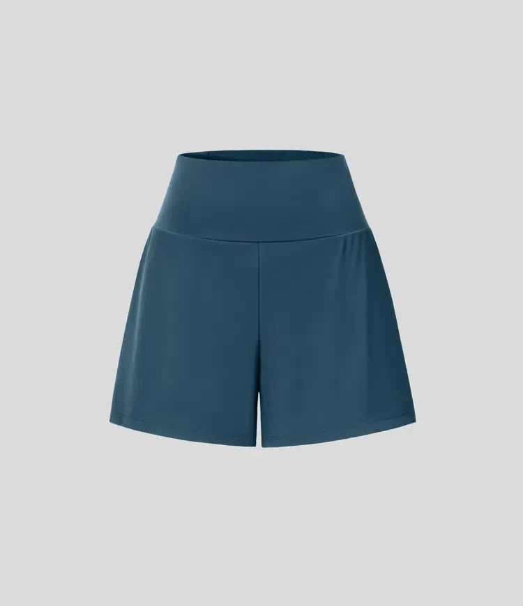 Aria Performance High Waist Yoga Shorts – Double Layer Pocket Active Fit