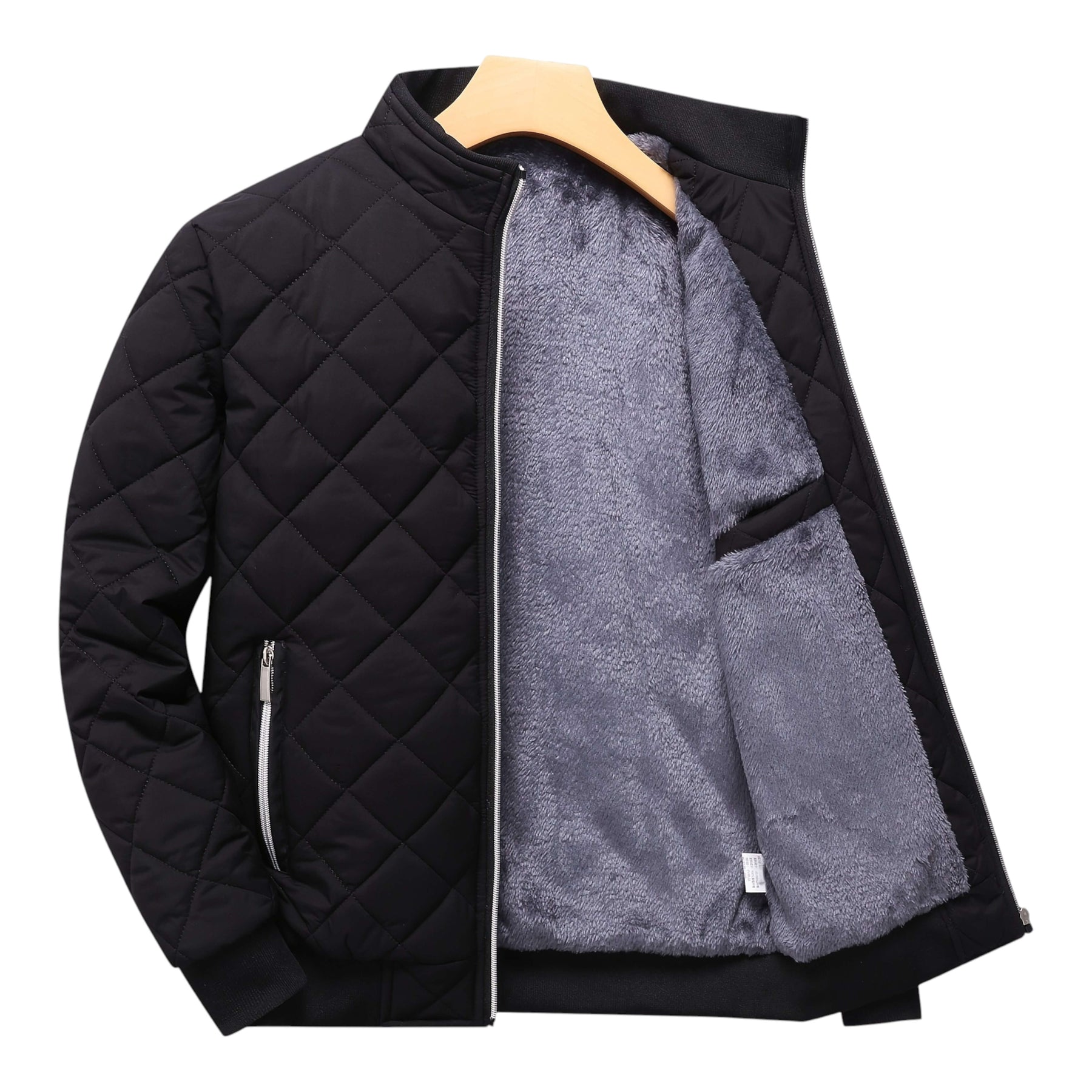 Silvio Men’s Quilted Jacket – Diamond Quilted Fleece-Lined Winter Jacket