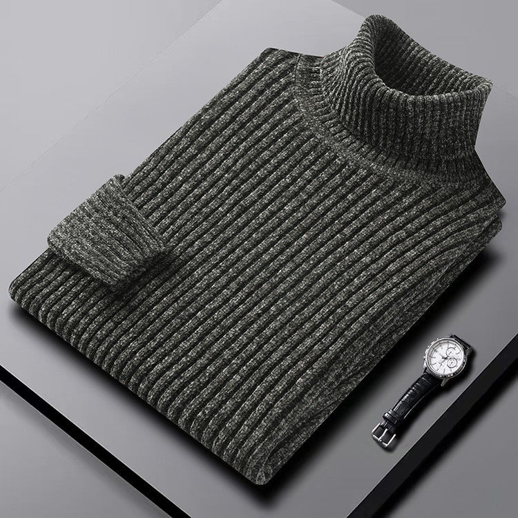 Hudson Men’s Turtleneck Sweater – Structured Ribbed Knit Winter Pullover