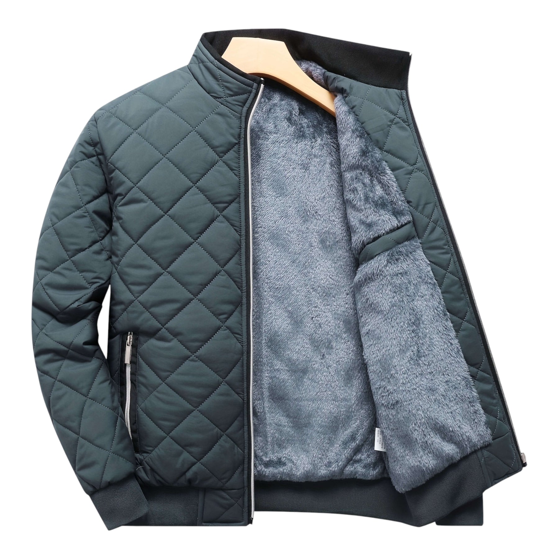 Silvio Men’s Quilted Jacket – Diamond Quilted Fleece-Lined Winter Jacket