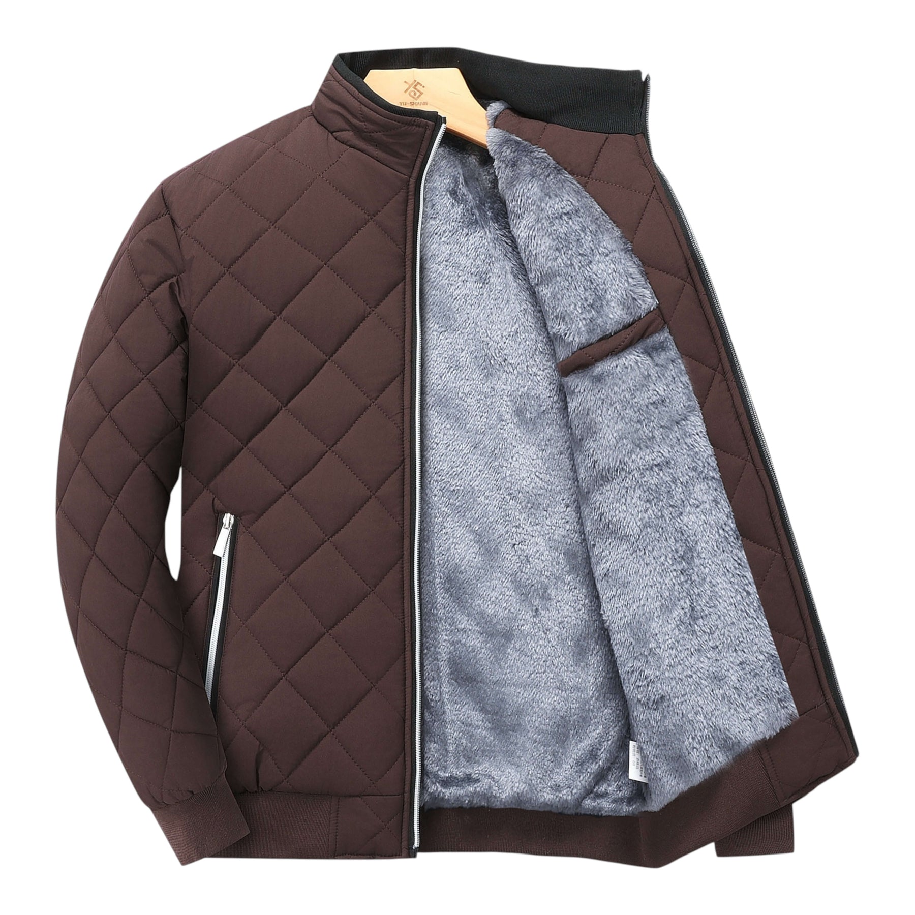 Silvio Men’s Quilted Jacket – Diamond Quilted Fleece-Lined Winter Jacket