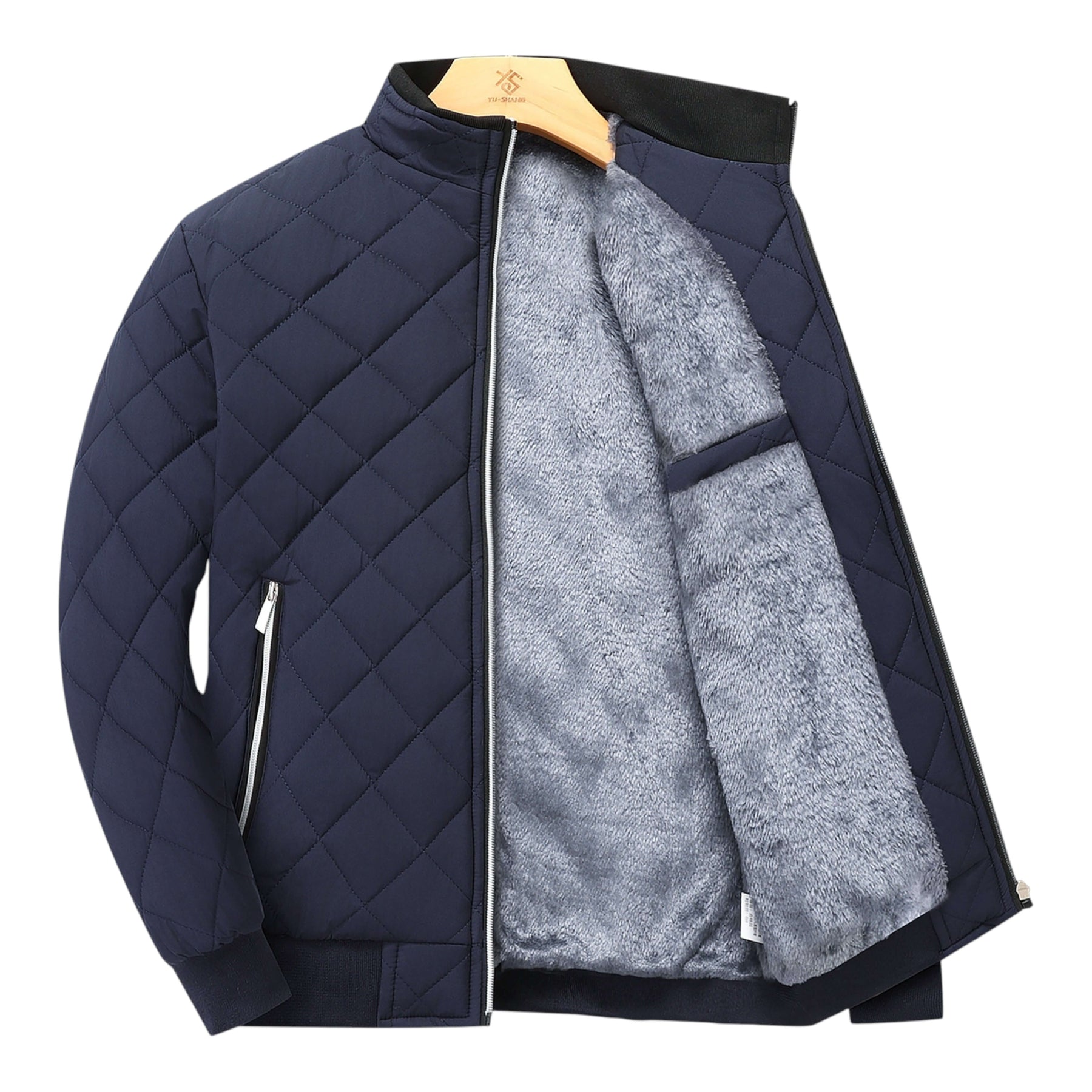 Silvio Men’s Quilted Jacket – Diamond Quilted Fleece-Lined Winter Jacket