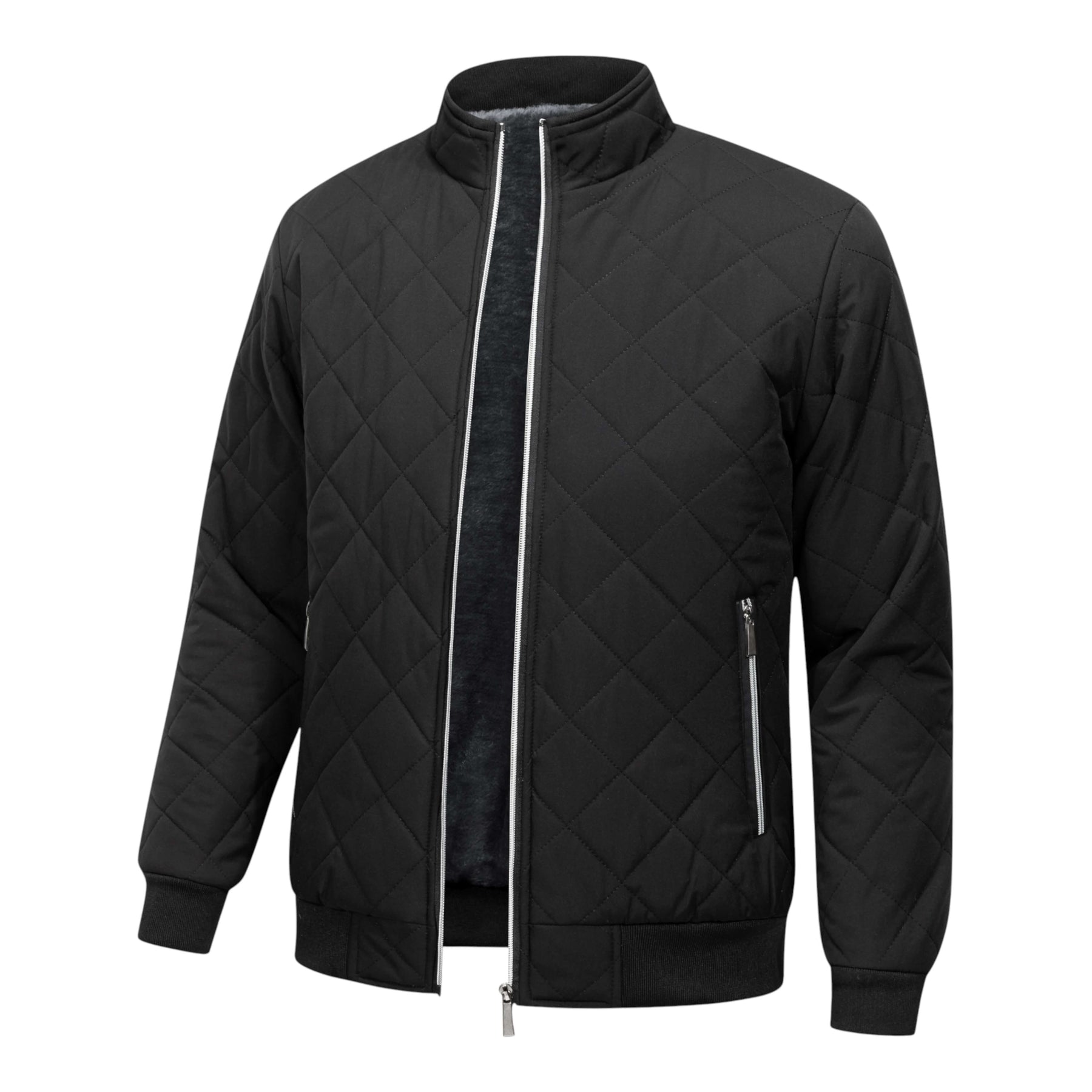 Silvio Men’s Quilted Jacket – Diamond Quilted Fleece-Lined Winter Jacket