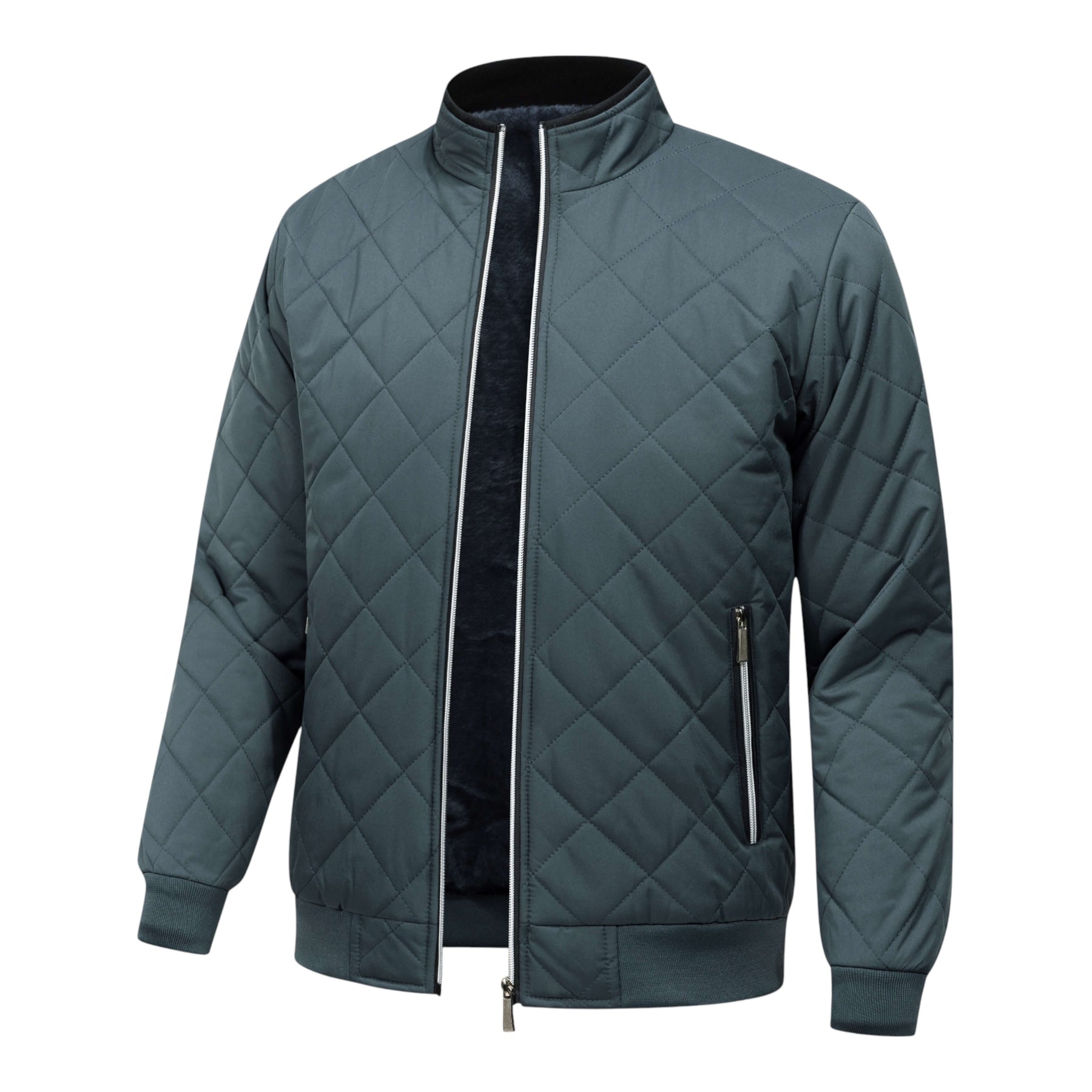Silvio Men’s Quilted Jacket – Diamond Quilted Fleece-Lined Winter Jacket