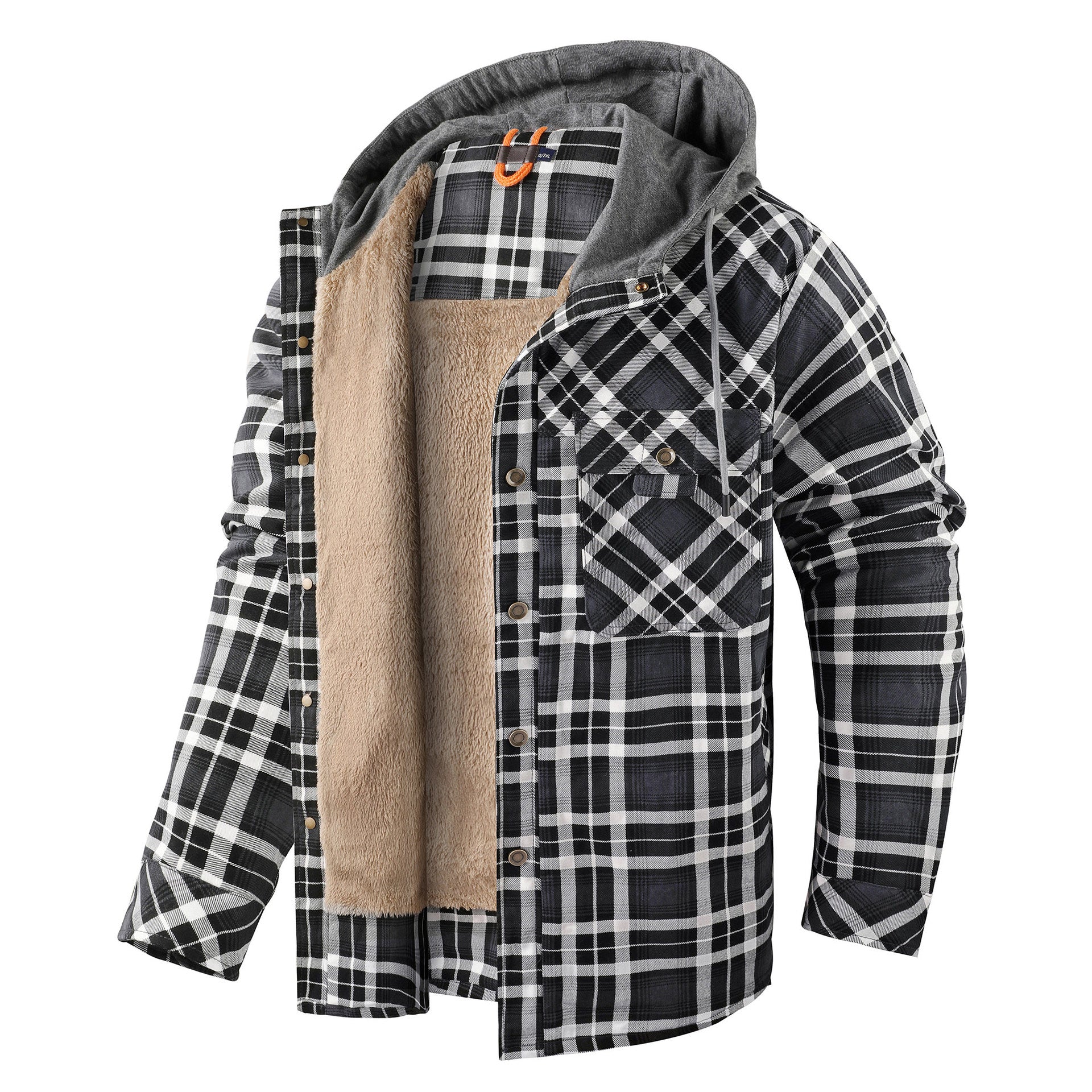 Garry Men’s Sherpa Jacket – Thick Fleece-Lined Hoodie Flannel for Winter Warmth