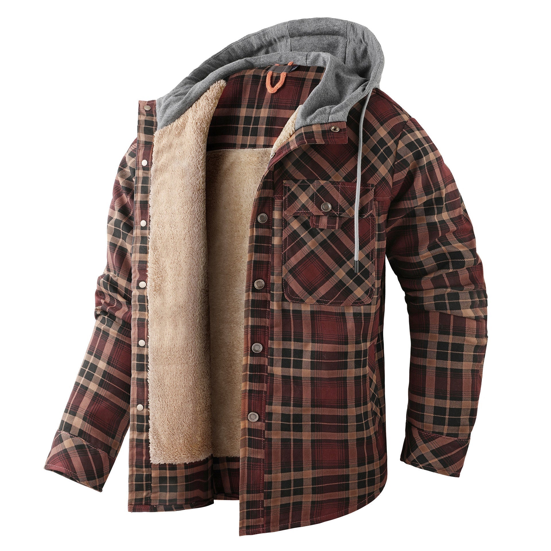 Garry Men’s Sherpa Jacket – Thick Fleece-Lined Hoodie Flannel for Winter Warmth