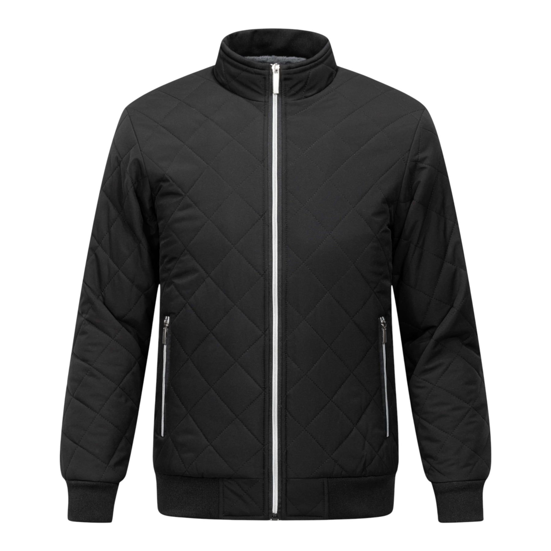 Silvio Men’s Quilted Jacket – Diamond Quilted Fleece-Lined Winter Jacket
