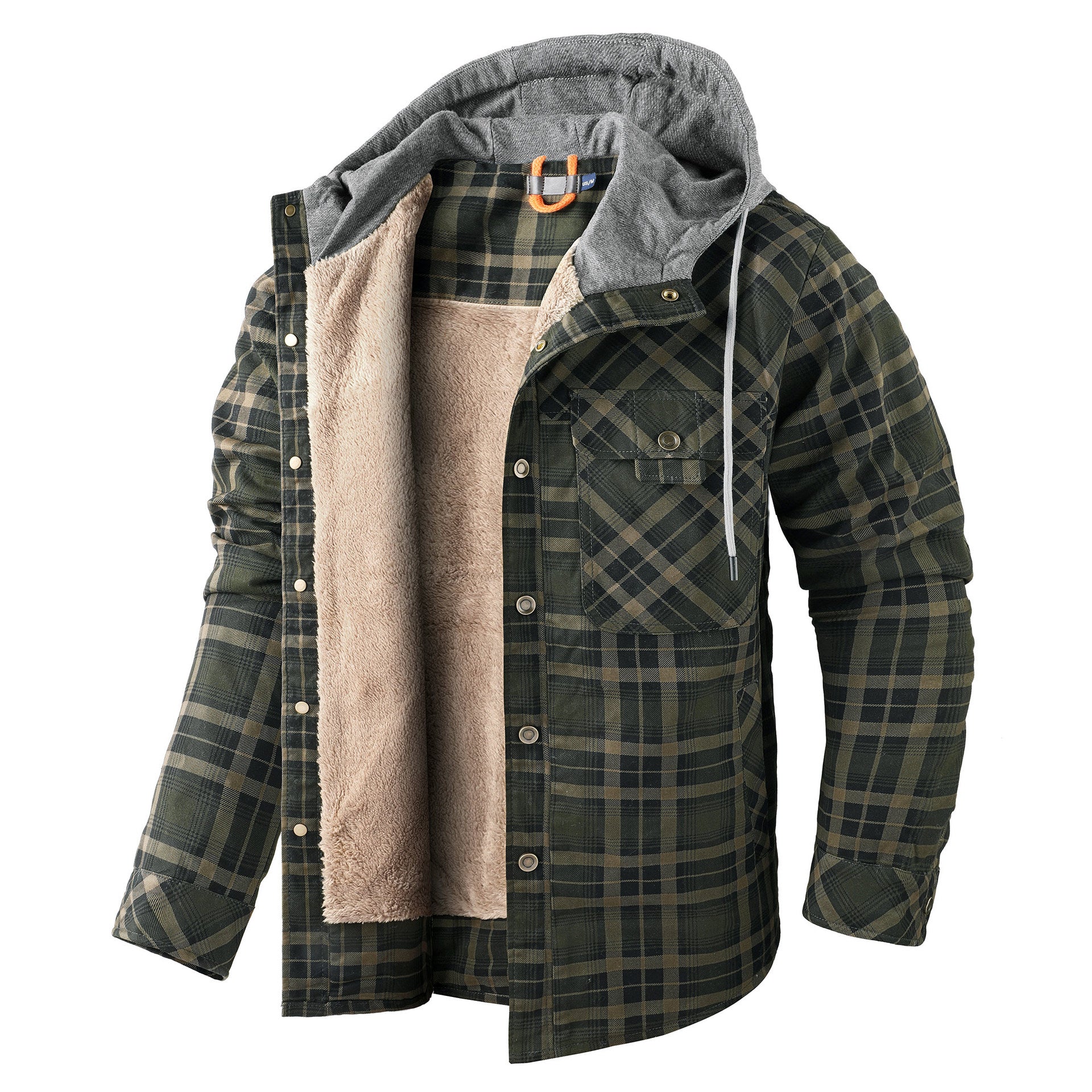 Garry Men’s Sherpa Jacket – Thick Fleece-Lined Hoodie Flannel for Winter Warmth