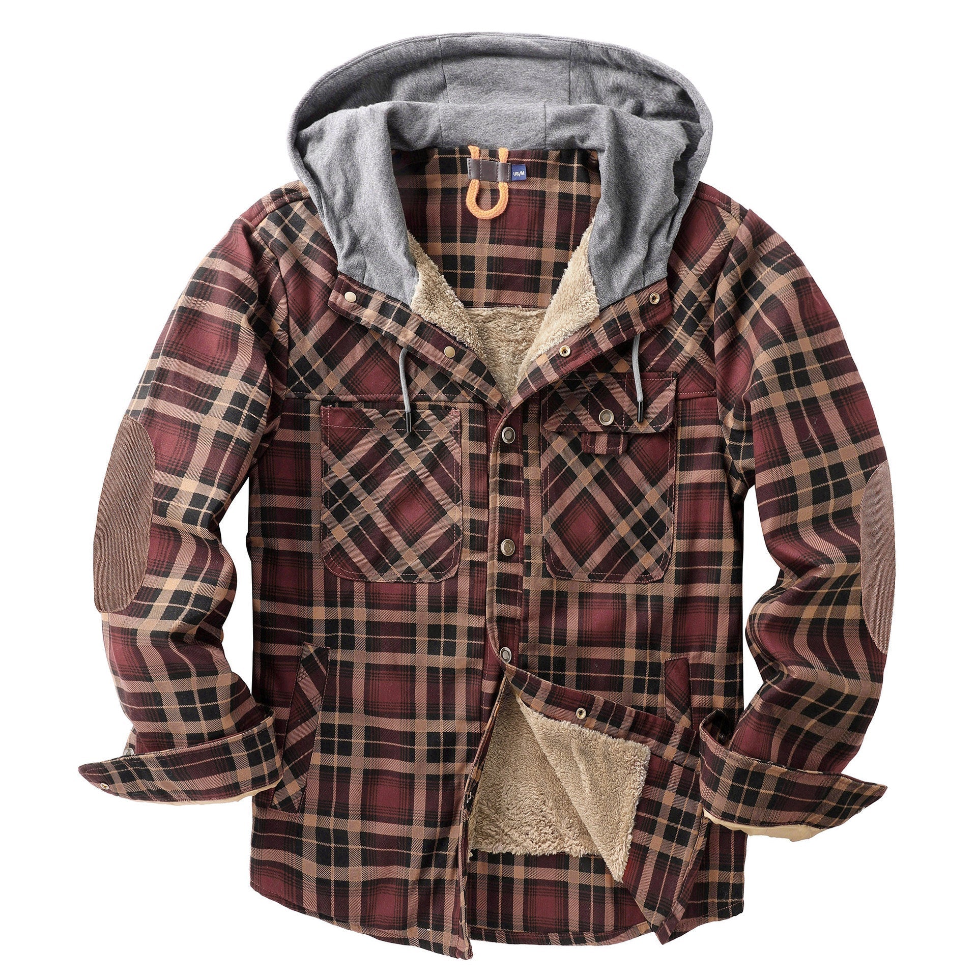 Garry Men’s Sherpa Jacket – Thick Fleece-Lined Hoodie Flannel for Winter Warmth