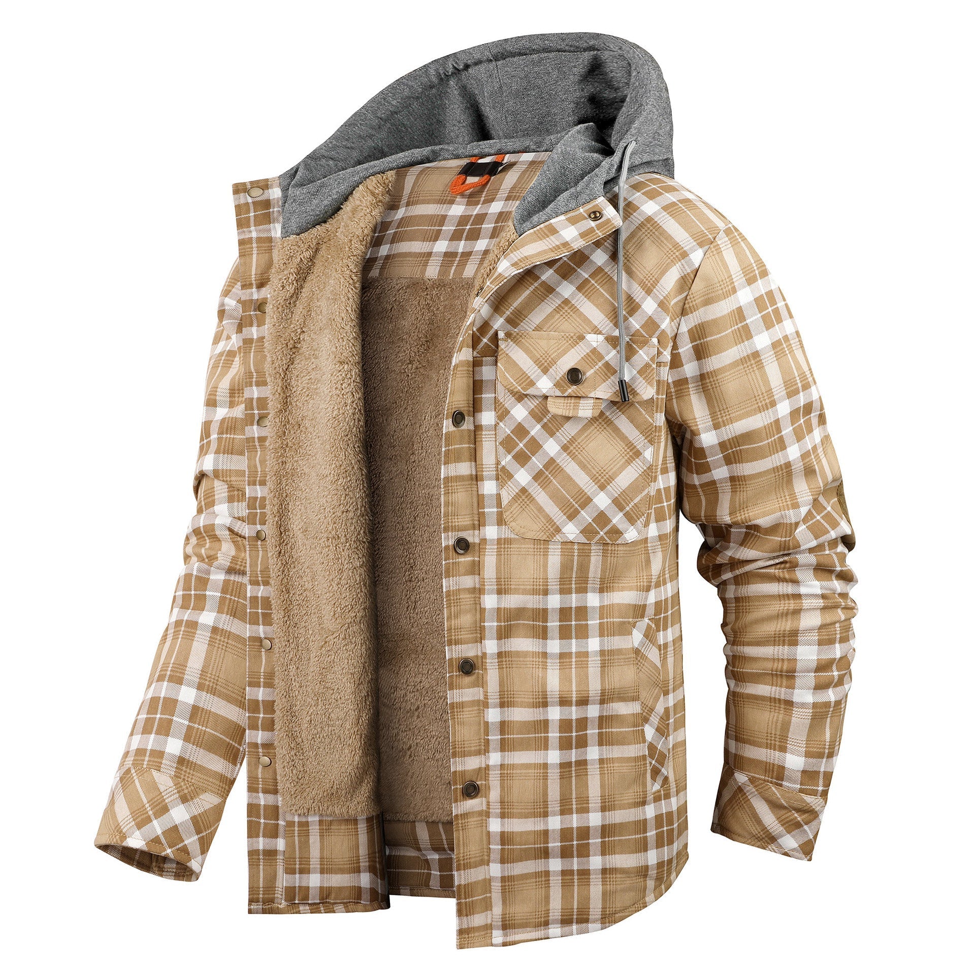Garry Men’s Sherpa Jacket – Thick Fleece-Lined Hoodie Flannel for Winter Warmth