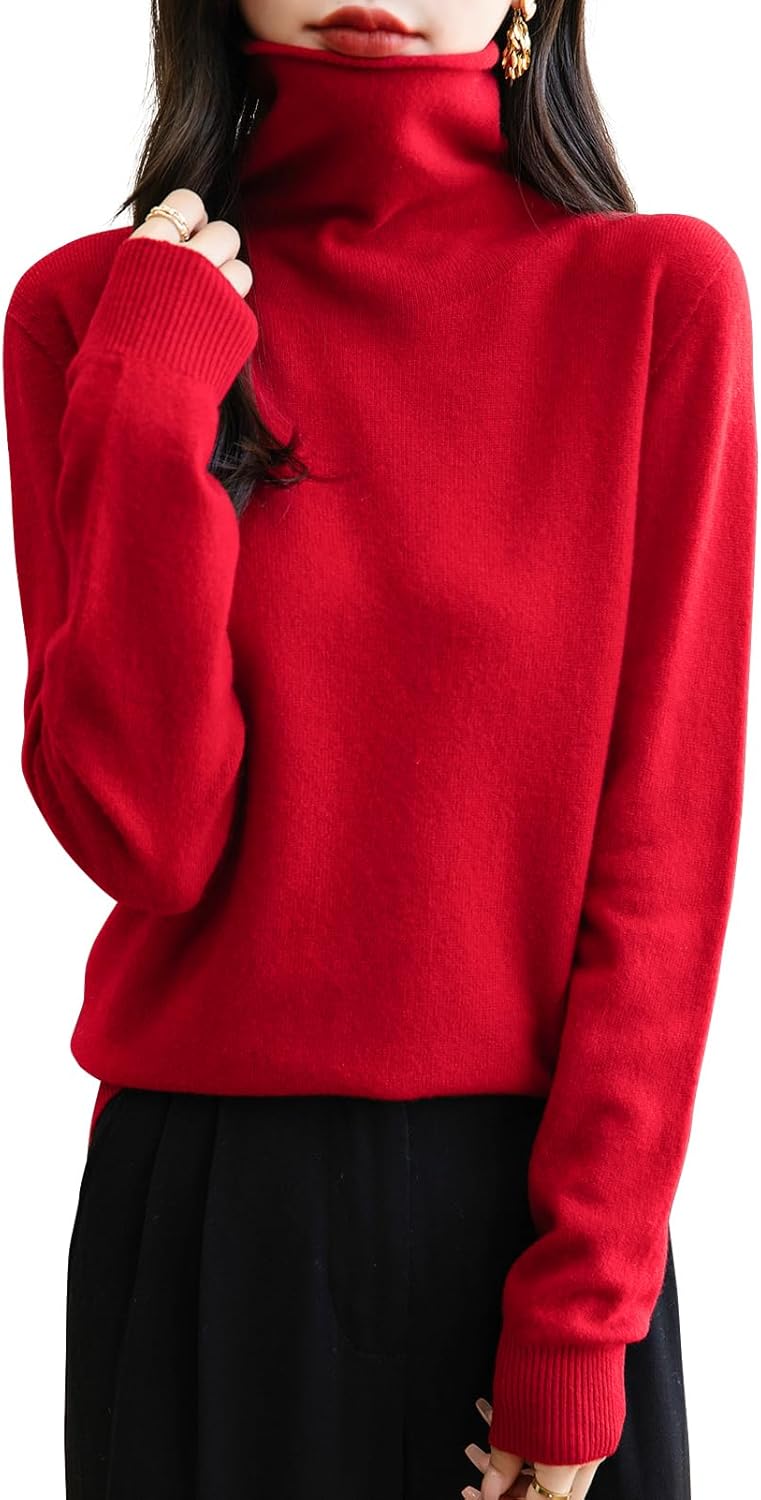Elara Women’s Turtleneck Sweater – Merino Wool Seamless Knit Jumper