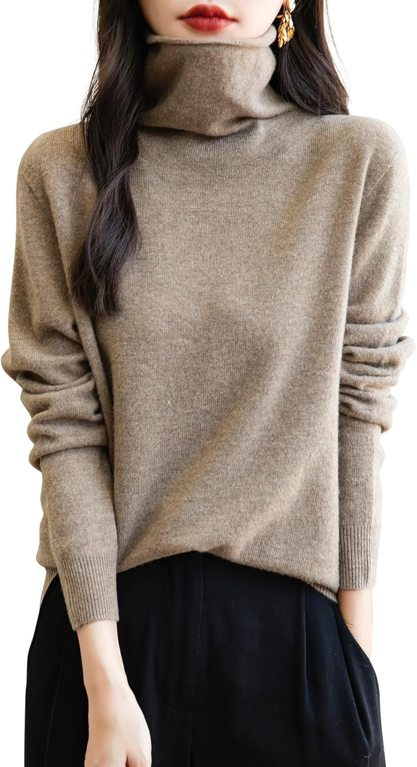 Elara Women’s Turtleneck Sweater – Merino Wool Seamless Knit Jumper