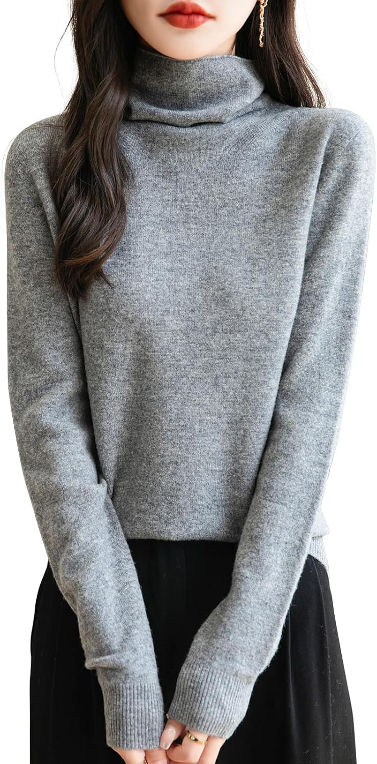 Elara Women’s Turtleneck Sweater – Merino Wool Seamless Knit Jumper