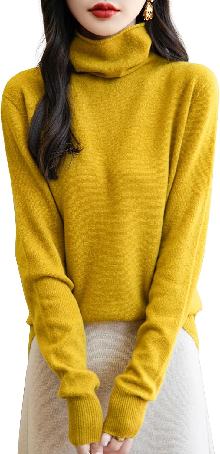 Elara Women’s Turtleneck Sweater – Merino Wool Seamless Knit Jumper