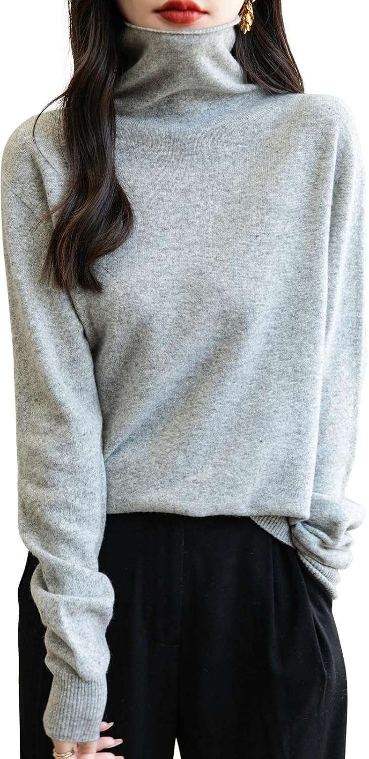 Elara Women’s Turtleneck Sweater – Merino Wool Seamless Knit Jumper