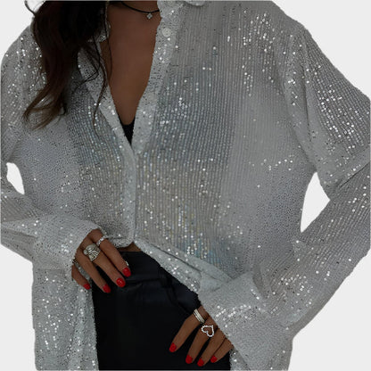 Selina Sequin Party Blouse – Sparkling Women’s Long Sleeve Top