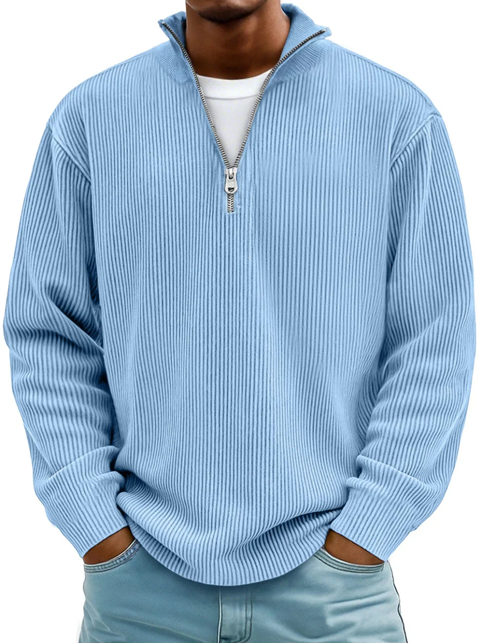 Riccardo Men’s Half-Zip Sweater – Ribbed Knit & Relaxed Fit
