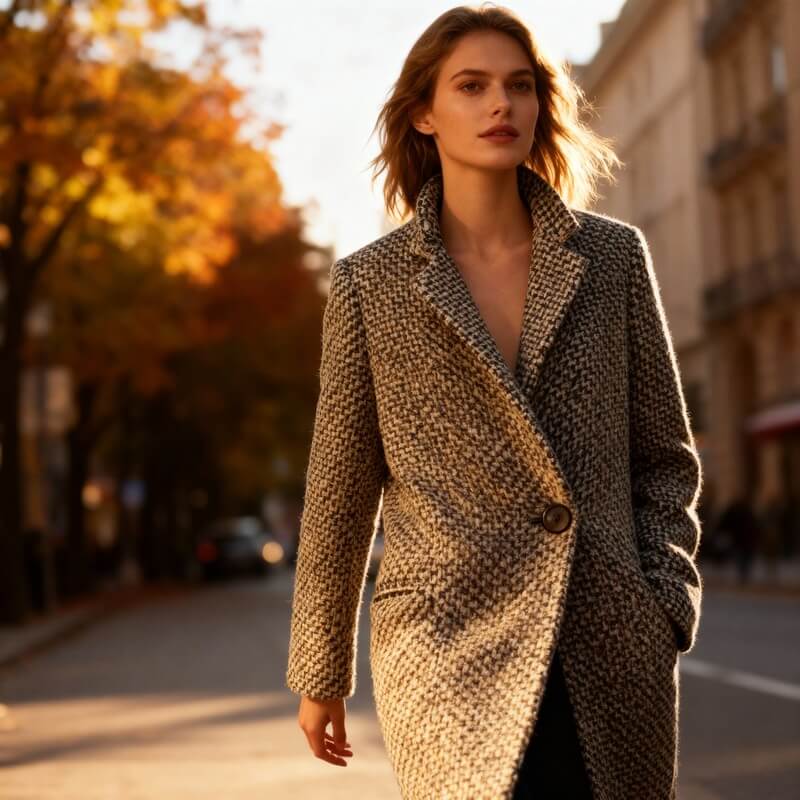 Korina Women’s Winter Coat – Quilted Lining Double-Breasted Long Coat