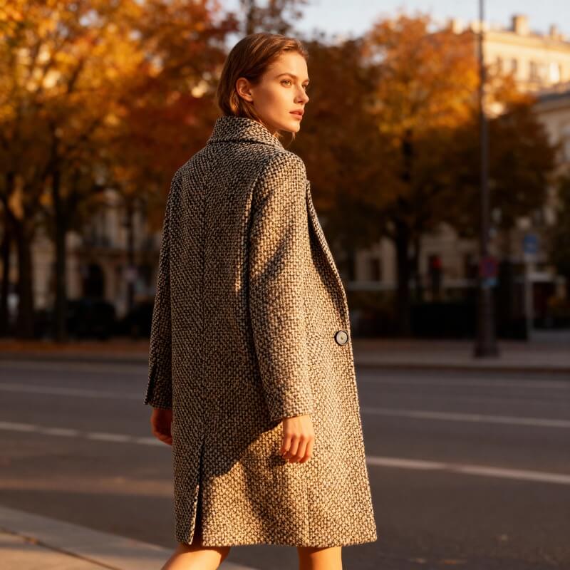 Korina Women’s Winter Coat – Quilted Lining Double-Breasted Long Coat