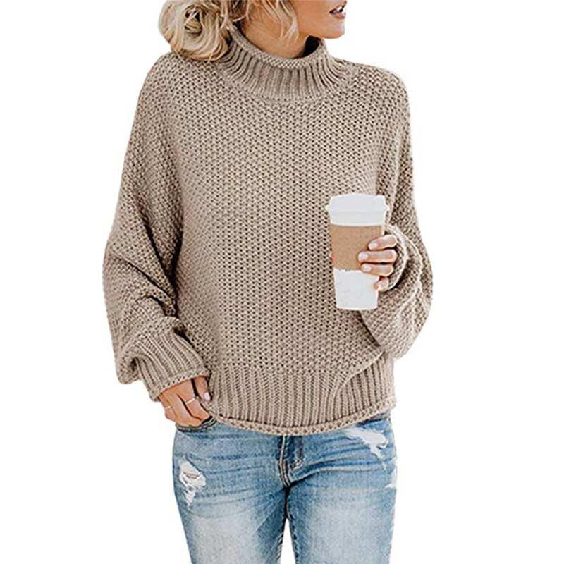Sophie Women's Turtleneck Pullover – Chunky Knit Sweater with Relaxed Fit