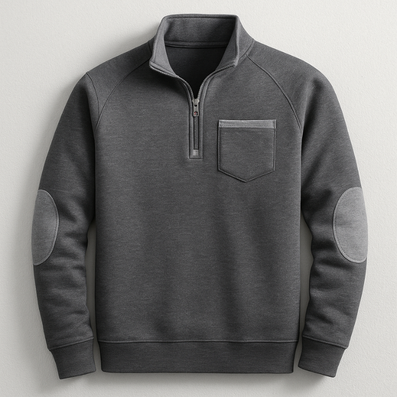 Elio Men’s Quarter-Zip Pullover – Cotton Midweight Layering Knit