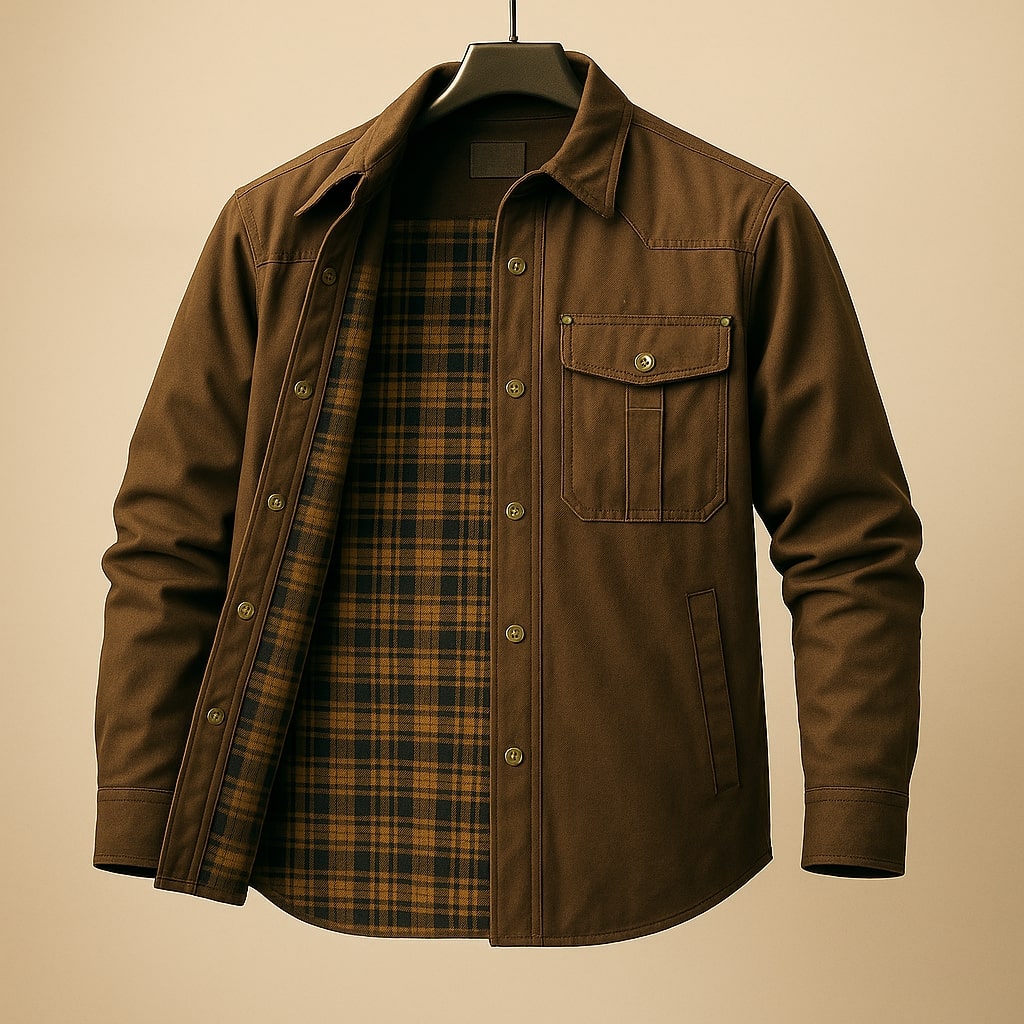 Merjan Men's Shirt Jacket – Durable Woven Overshirt with Plaid Lining