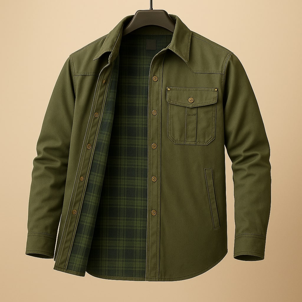 Merjan Men's Shirt Jacket – Durable Woven Overshirt with Plaid Lining
