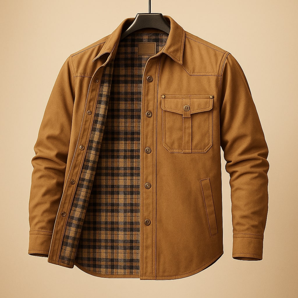 Merjan Men's Shirt Jacket – Durable Woven Overshirt with Plaid Lining