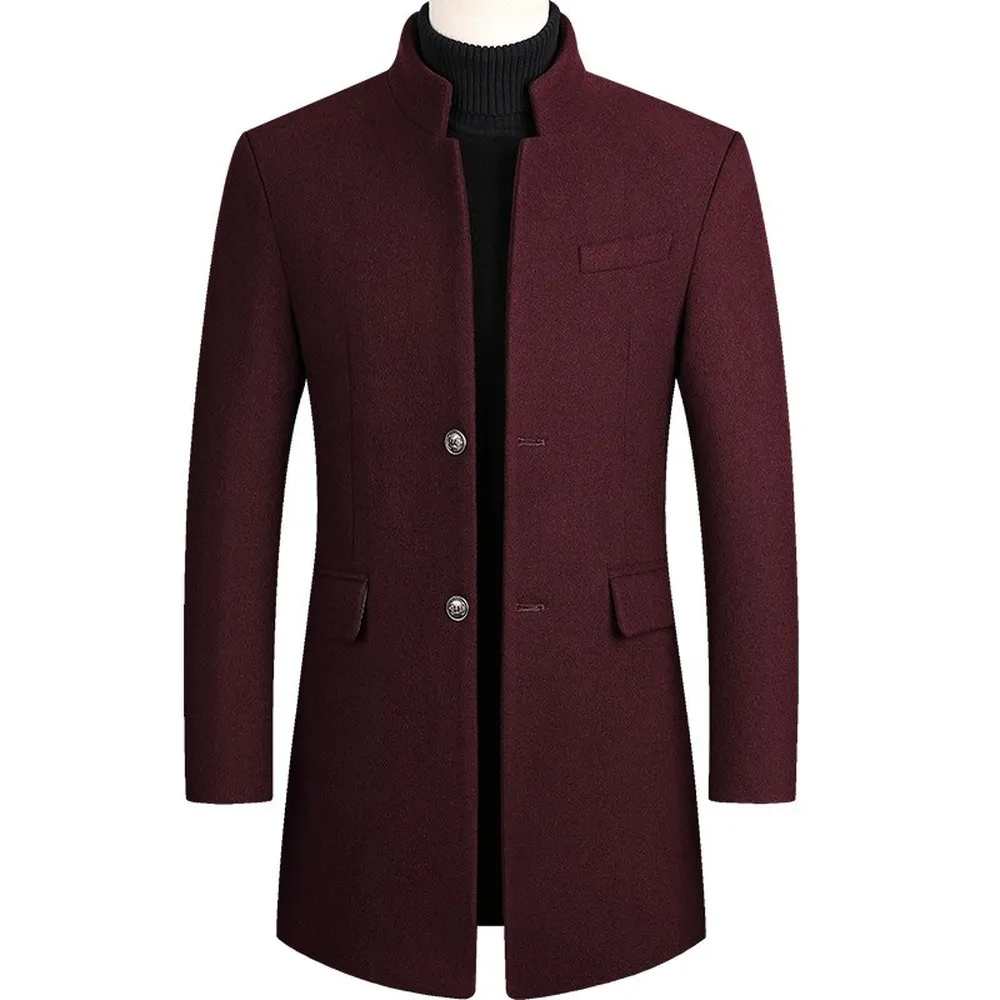 Donovan Men’s Button Up Coat – Tailored Fit with Stand Collar